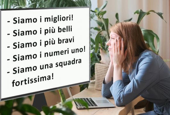 Lodare se stessi e farsi grandi è sbagliato e allontana i clienti. Vantarsi annoia gli altri. Ed è negativo nel Marketing. Chi si loda e si fa grande annoia chi è di fronte, che legge le sue frasi auto celebrative con distacco.